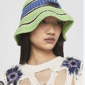 Stella McCartney Crochet Hat Designer Blue/Green Color